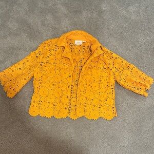 Maeve Floral Lace Jacket in Orange